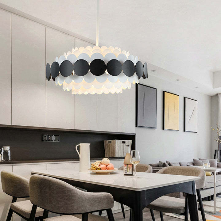 Contemporary Iron Oval Adjustable Rod Chandelier