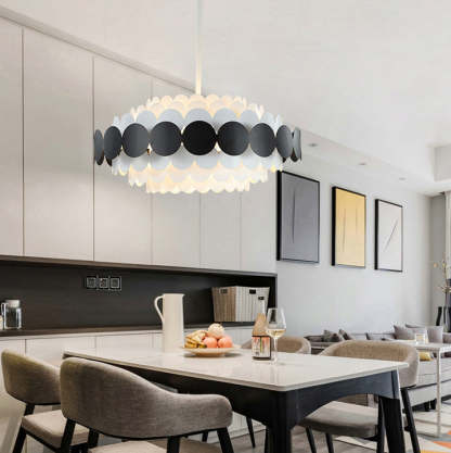 Contemporary Iron Oval Adjustable Rod Chandelier