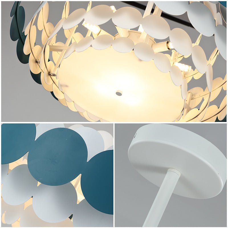 Contemporary Iron Oval Adjustable Rod Chandelier