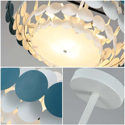 Contemporary Iron Oval Adjustable Rod Chandelier