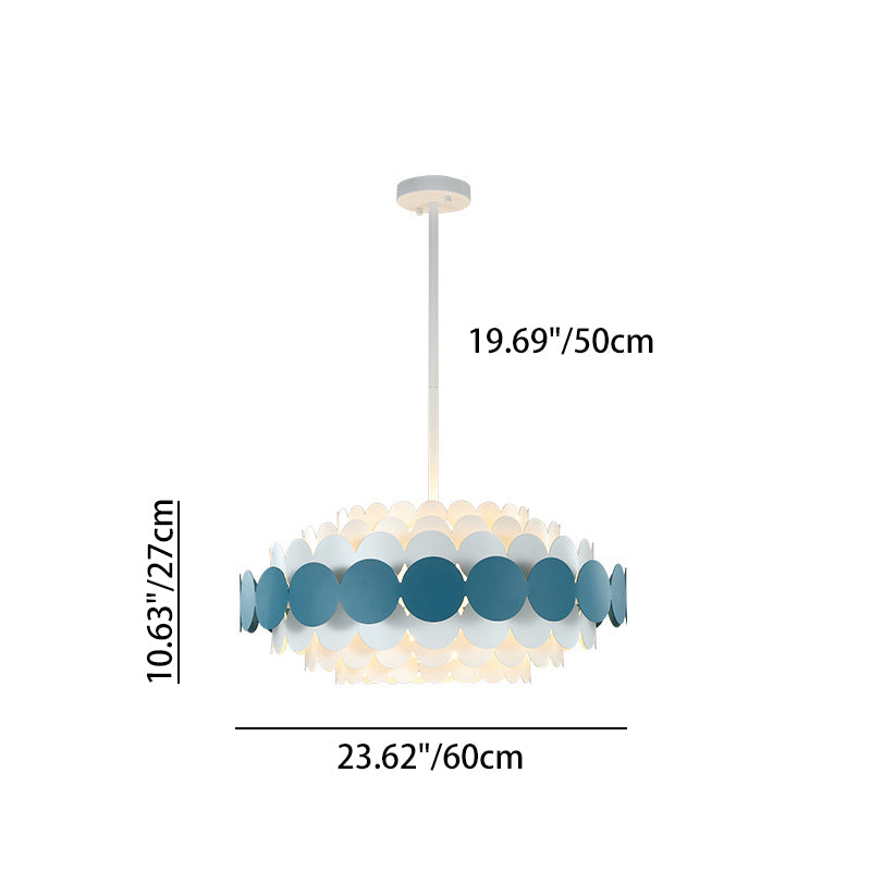 Contemporary Iron Oval Adjustable Rod Chandelier