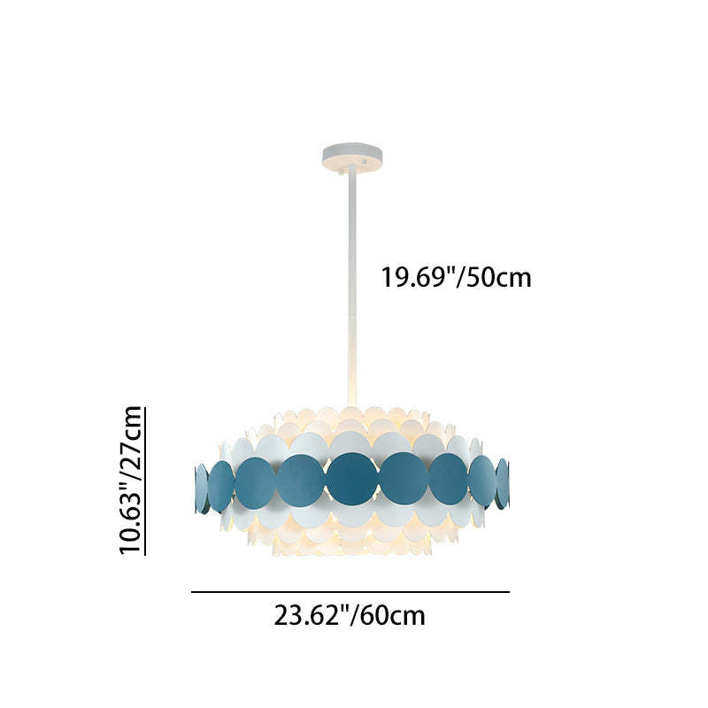 Contemporary Iron Oval Adjustable Rod Chandelier