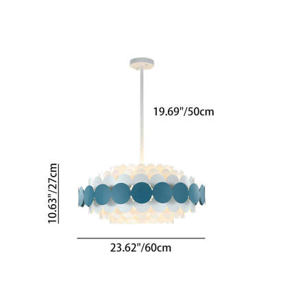Contemporary Iron Oval Adjustable Rod Chandelier
