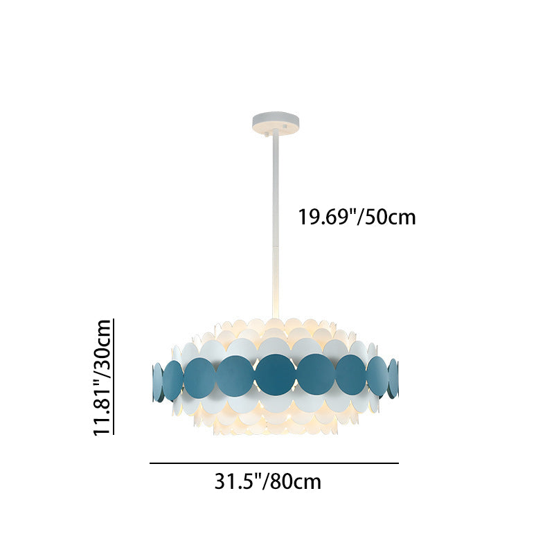 Contemporary Iron Oval Adjustable Rod Chandelier