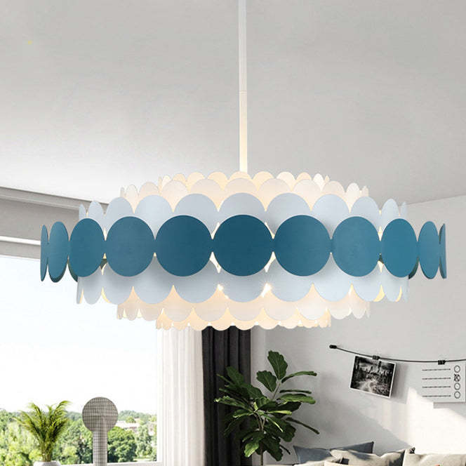 Contemporary Iron Oval Adjustable Rod Chandelier