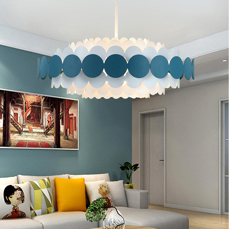 Contemporary Iron Oval Adjustable Rod Chandelier