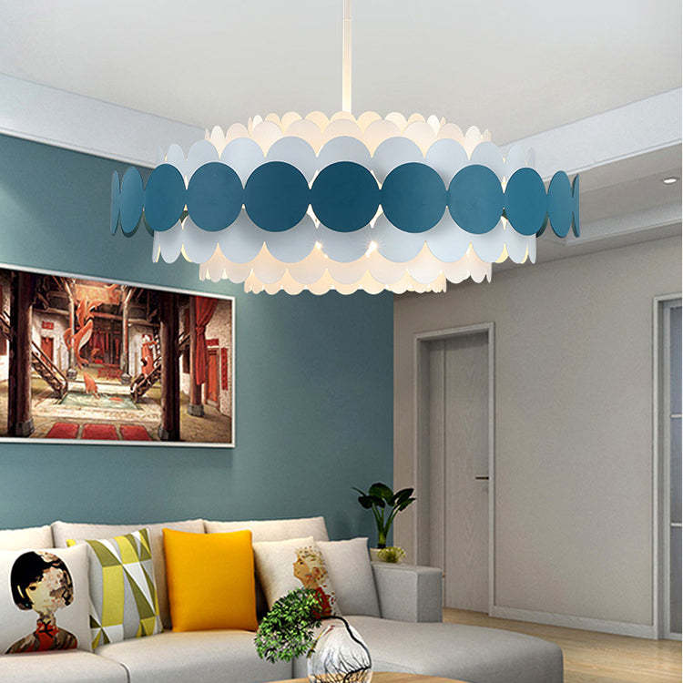 Contemporary Iron Oval Adjustable Rod Chandelier