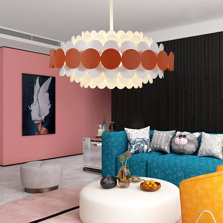 Contemporary Iron Oval Adjustable Rod Chandelier