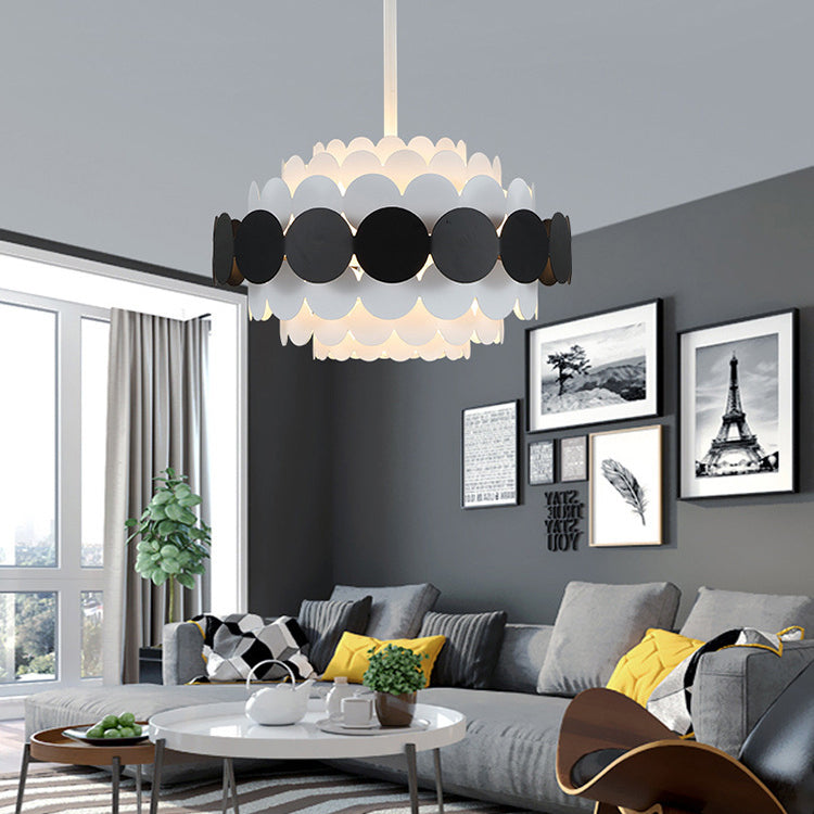 Contemporary Iron Oval Adjustable Rod Chandelier
