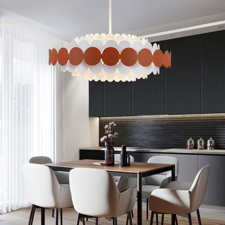 Contemporary Iron Oval Adjustable Rod Chandelier
