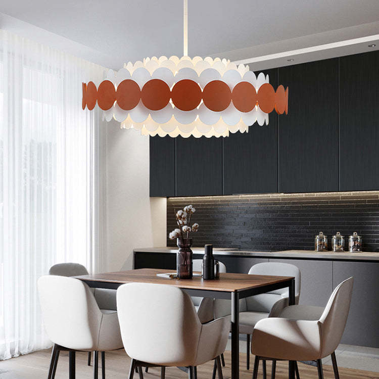 Contemporary Iron Oval Adjustable Rod Chandelier