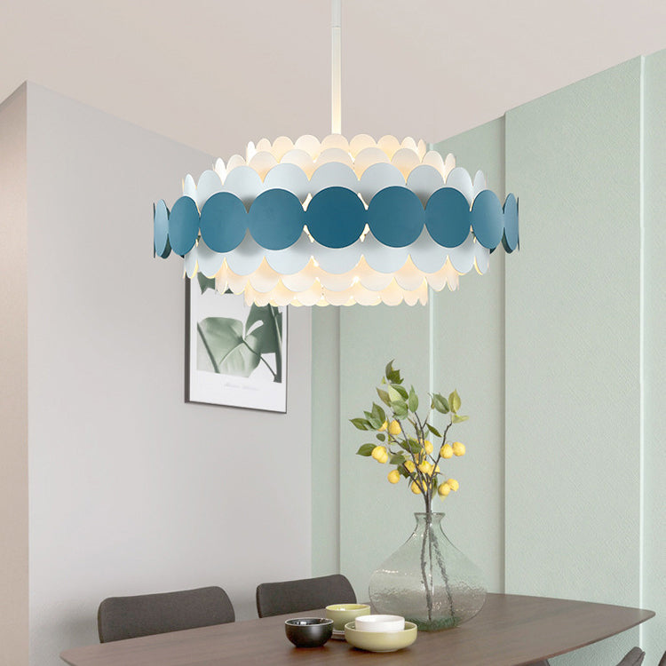 Contemporary Iron Oval Adjustable Rod Chandelier