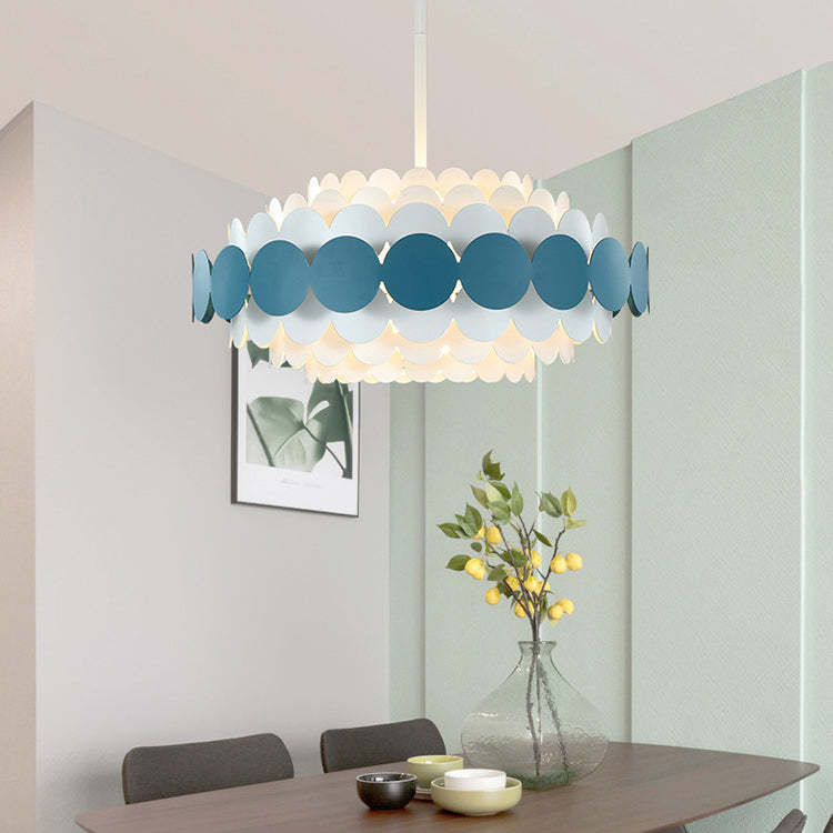 Contemporary Iron Oval Adjustable Rod Chandelier