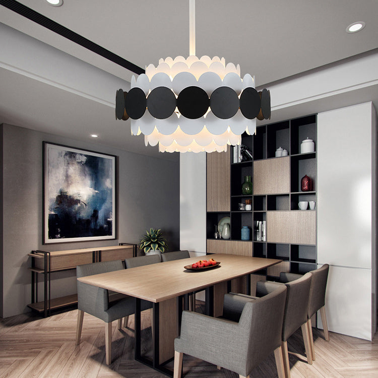 Contemporary Iron Oval Adjustable Rod Chandelier