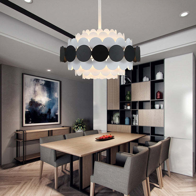 Contemporary Iron Oval Adjustable Rod Chandelier