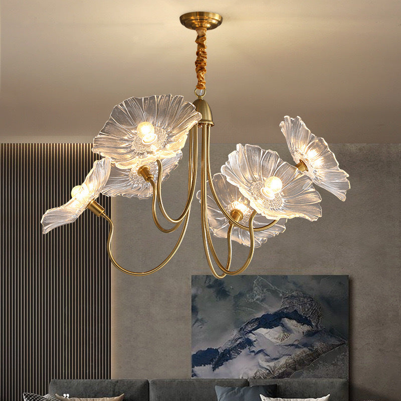 Nordic Iron Glass Lotus Chandelier
