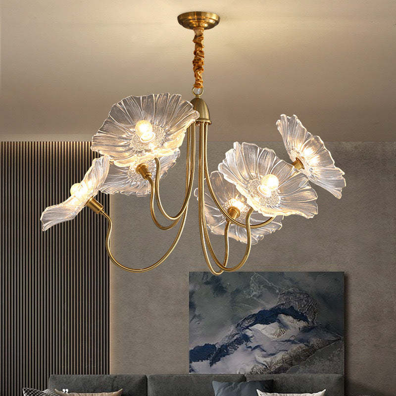 Nordic Iron Glass Lotus Chandelier