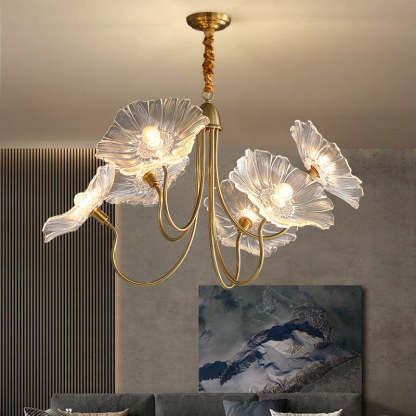 Nordic Iron Glass Lotus Chandelier