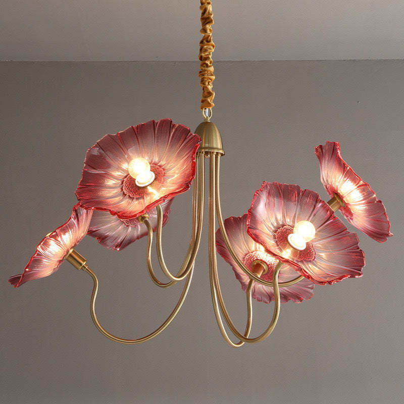 Nordic Iron Glass Lotus Chandelier