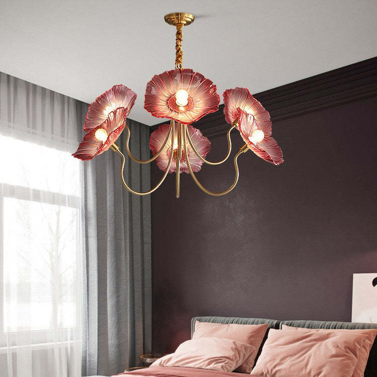 Nordic Iron Glass Lotus Chandelier