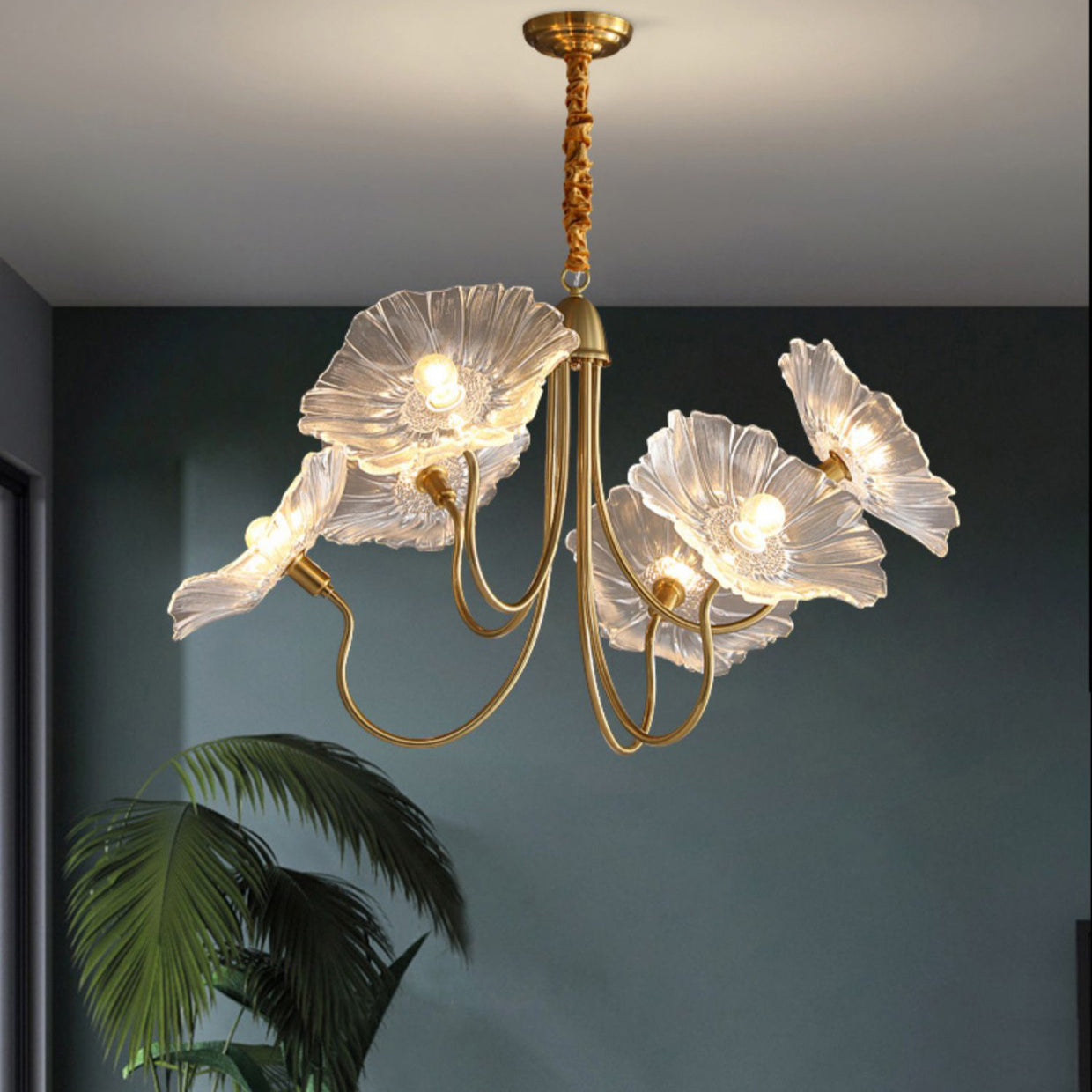Nordic Iron Glass Lotus Chandelier