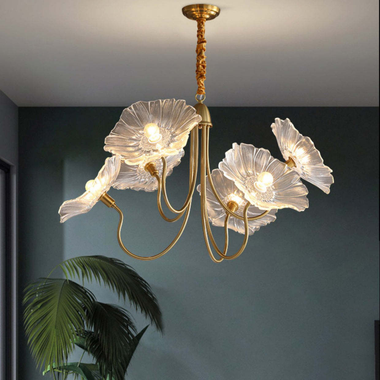 Nordic Iron Glass Lotus Chandelier