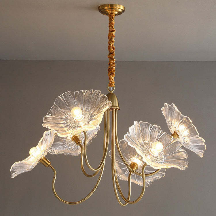 Nordic Iron Glass Lotus Chandelier