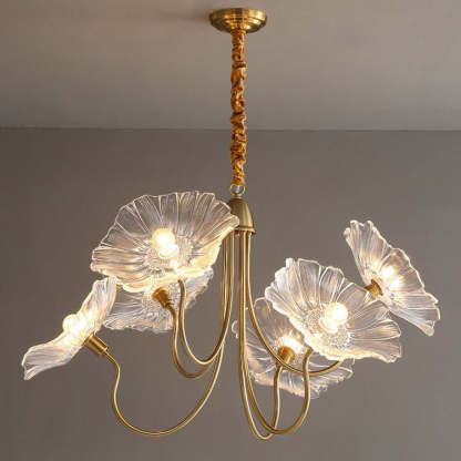 Nordic Iron Glass Lotus Chandelier