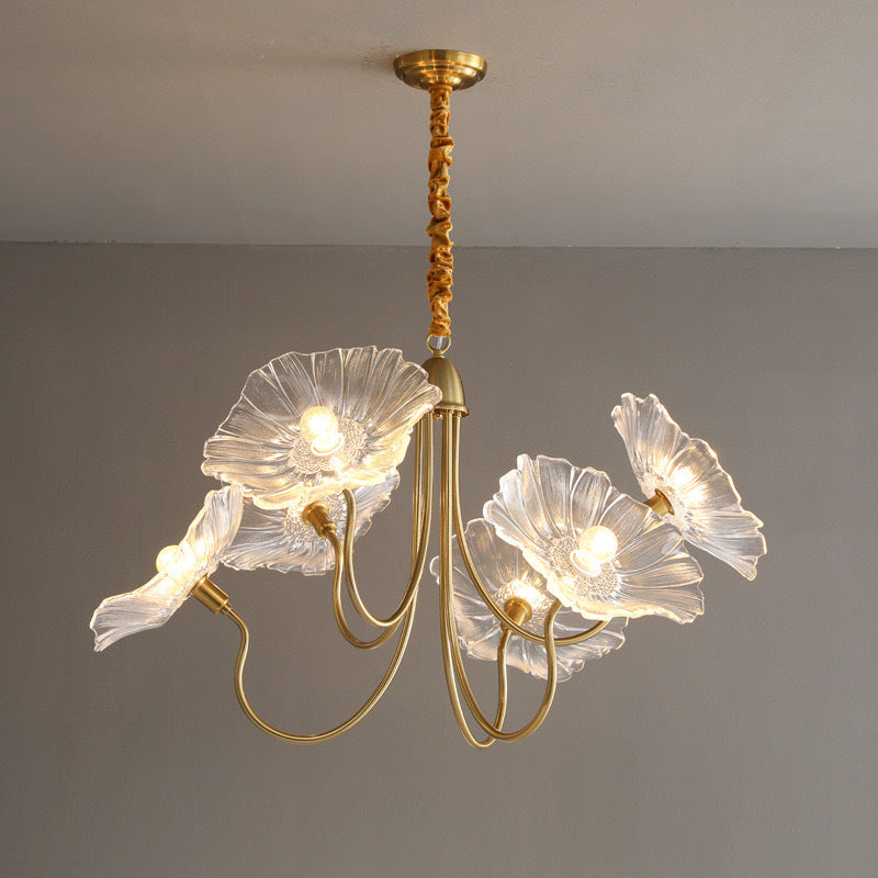 Nordic Iron Glass Lotus Chandelier