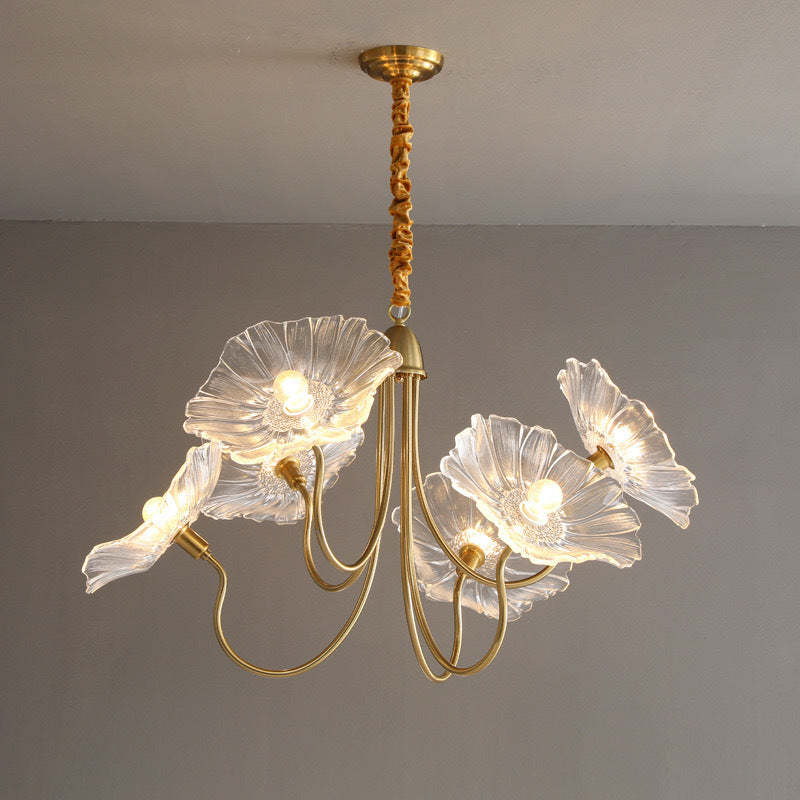 Nordic Iron Glass Lotus Chandelier