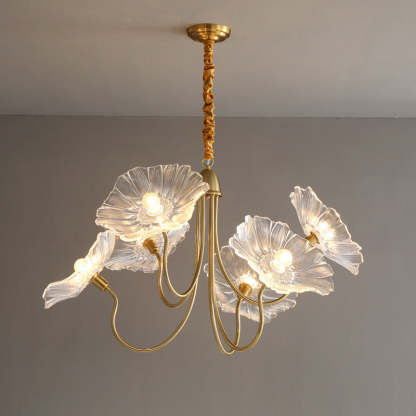 Nordic Iron Glass Lotus Chandelier