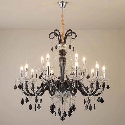 French Iron Glass Branch Chandelier