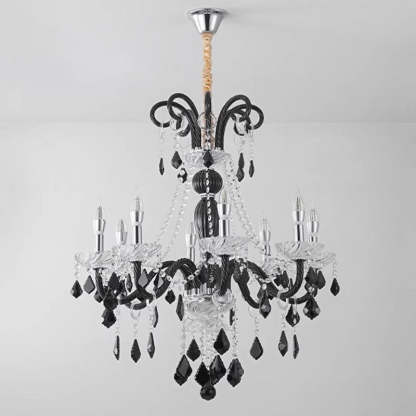 French Iron Glass Branch Chandelier