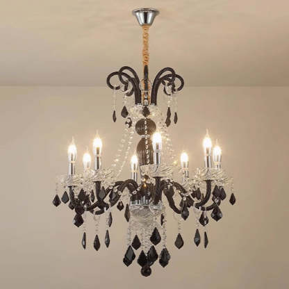 French Iron Glass Branch Chandelier