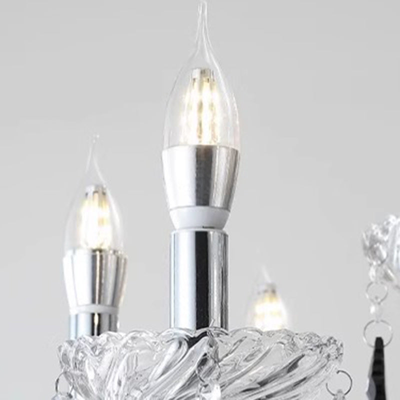 French Iron Glass Branch Chandelier
