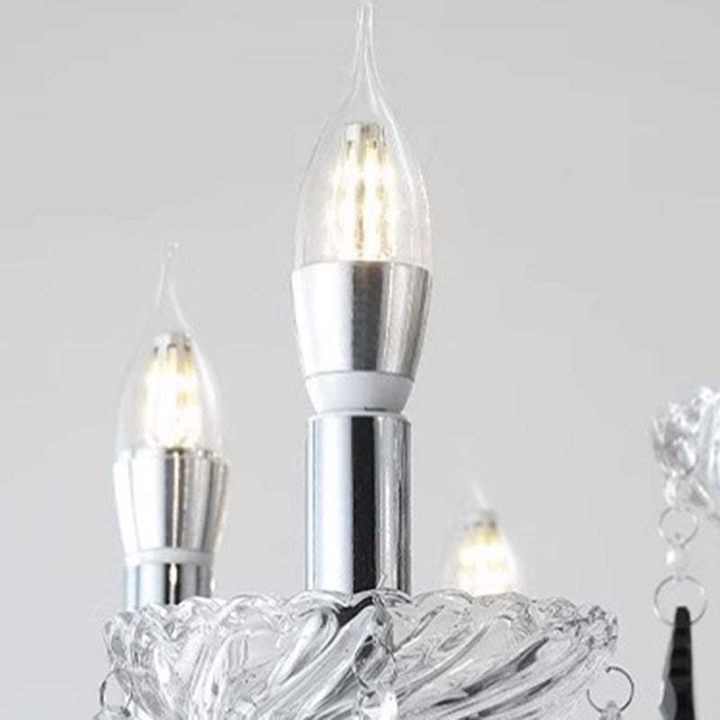 French Iron Glass Branch Chandelier
