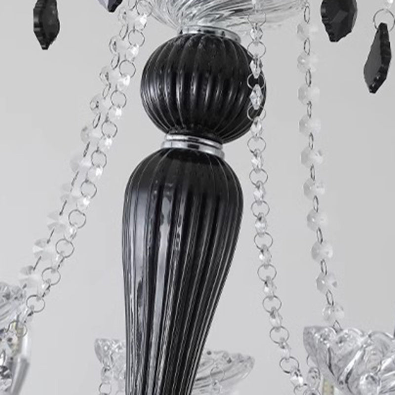 French Iron Glass Branch Chandelier