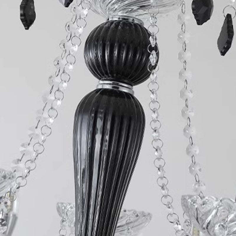 French Iron Glass Branch Chandelier