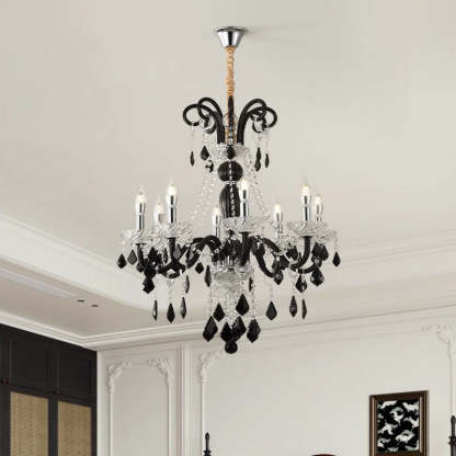 French Iron Glass Branch Chandelier