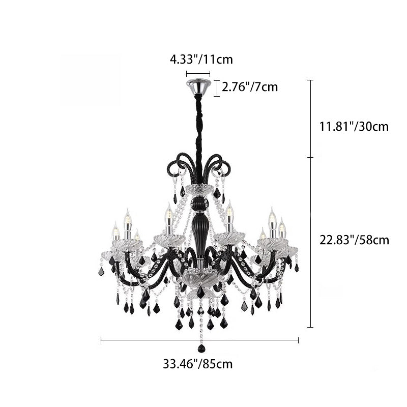French Iron Glass Branch Chandelier