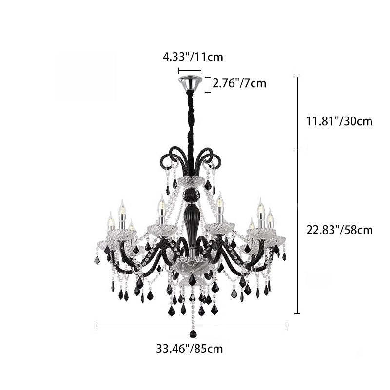 French Iron Glass Branch Chandelier