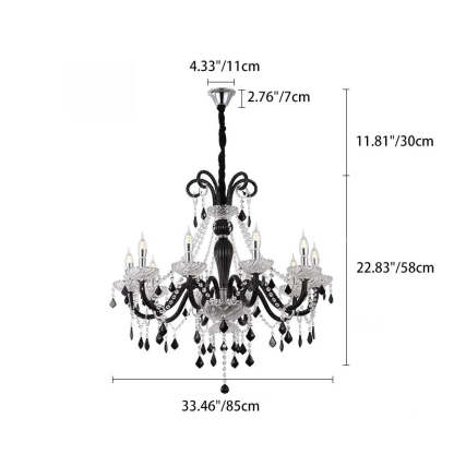French Iron Glass Branch Chandelier
