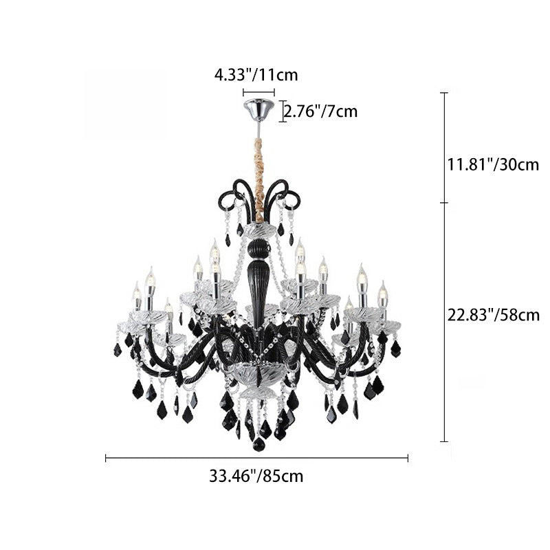 French Iron Glass Branch Chandelier