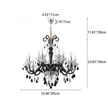 French Iron Glass Branch Chandelier