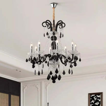 French Iron Glass Branch Chandelier