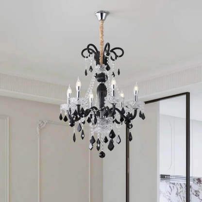 French Iron Glass Branch Chandelier