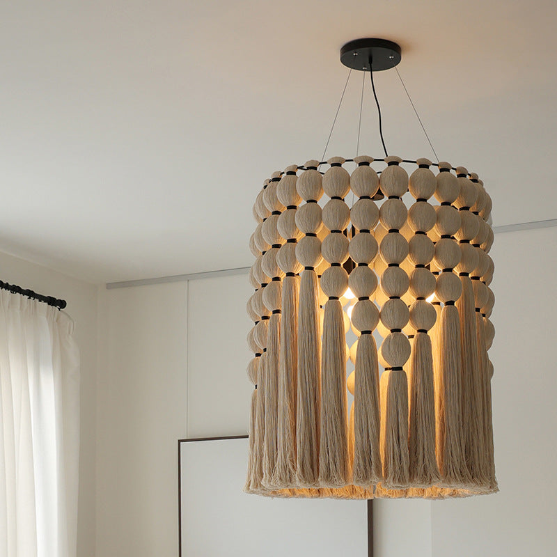 Rustic cotton alloy beige chandeliers, Lighom — 220V-240V (UK/AU)