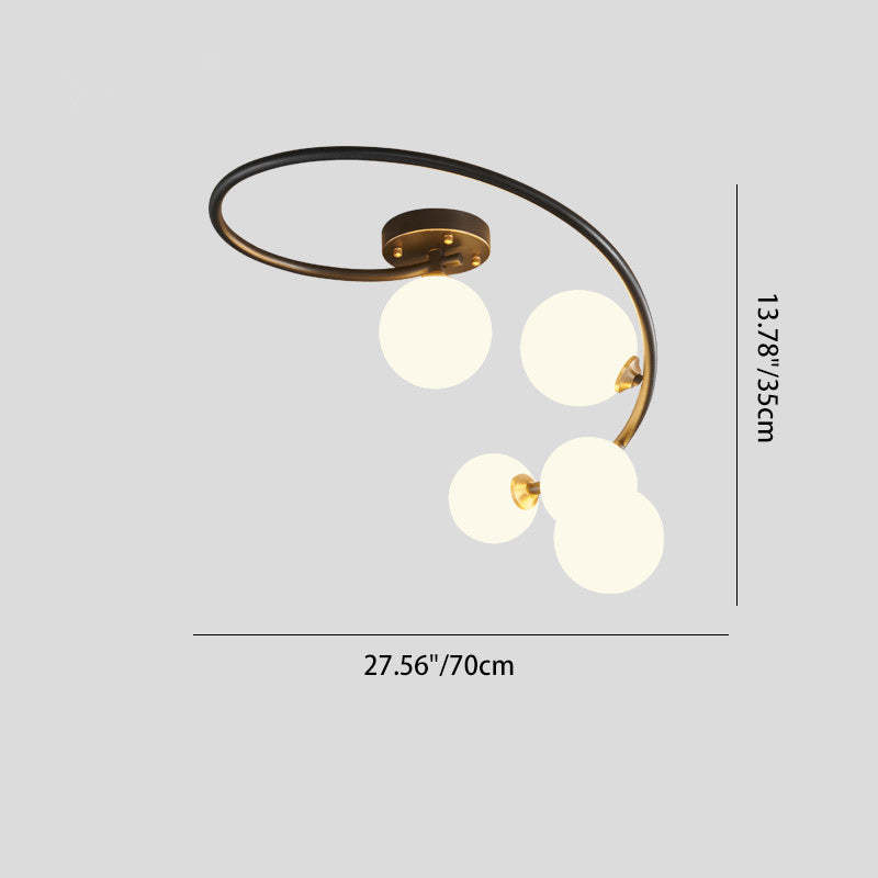 Nordic Iron Semi-Flush Ceiling Light - 4L