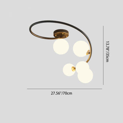 Nordic Iron Semi-Flush Ceiling Light - 4L