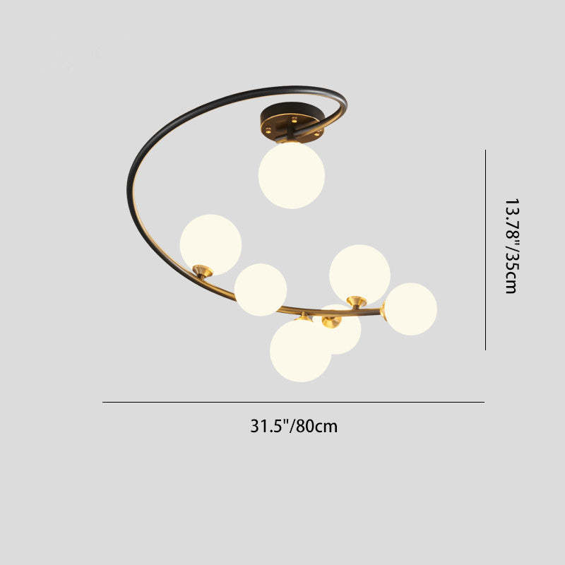 Nordic Iron Semi-Flush Ceiling Light - 4L